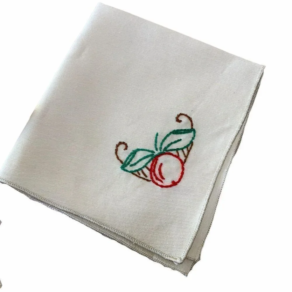 Set of 2 Vintage Hand Embroidered Napkins 11 x 11